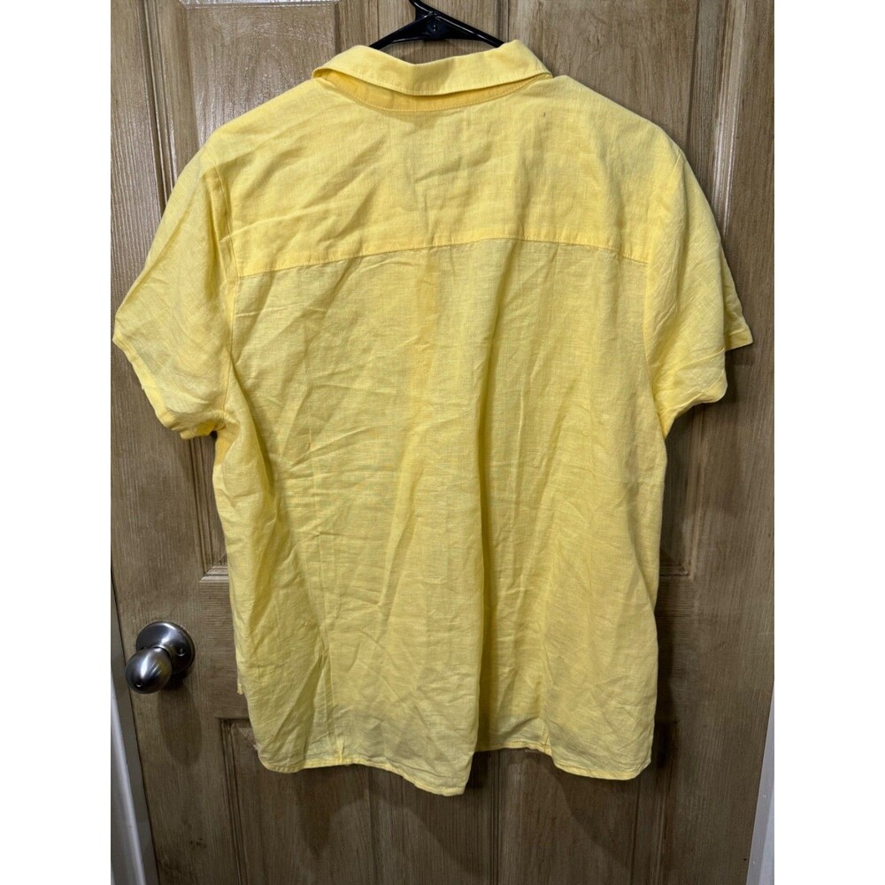 J.CREW Shirt Womens XXL Butter Yellow Linen Cotton Button Up Top - Picture 5 of 6